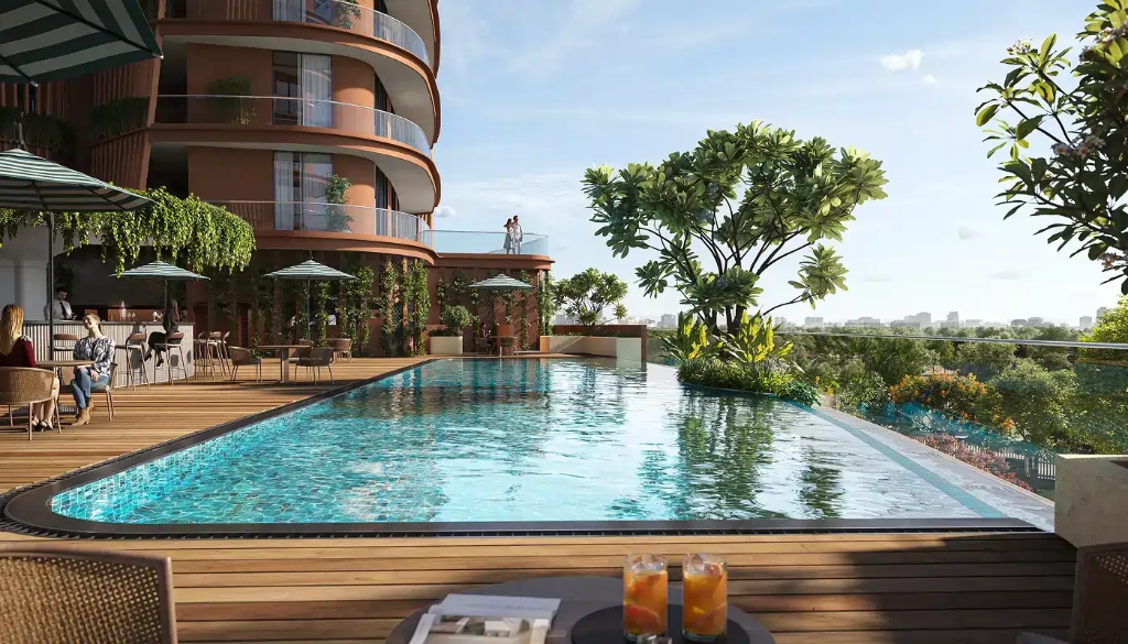 Curated landscape gardens and infinity pool